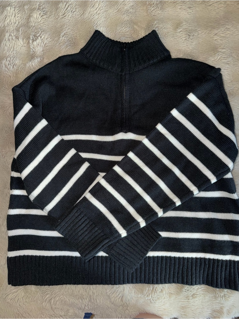 Women’s Black & White Striped Pullover Sweater